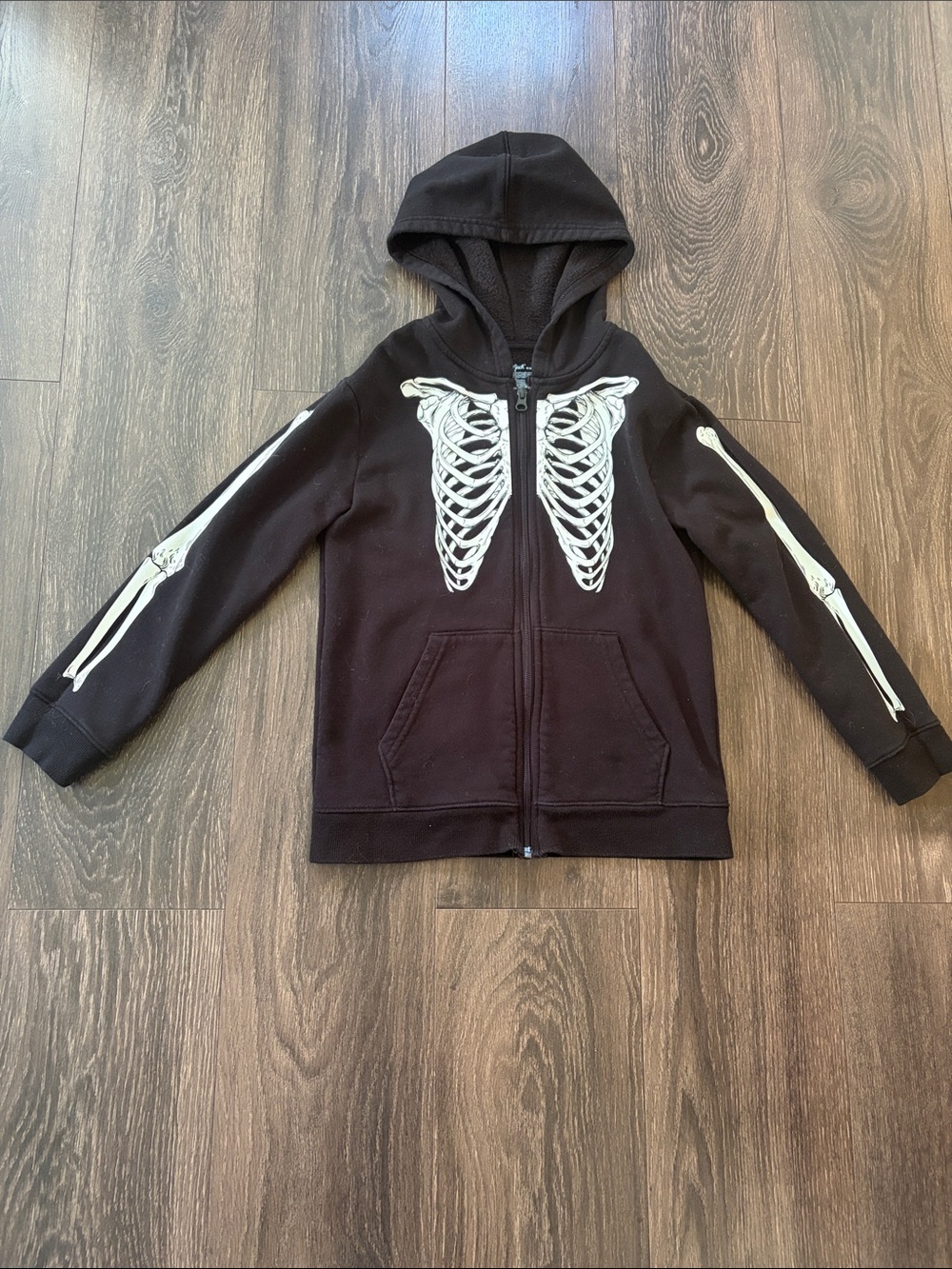 Kids Black Skeleton Zip-Up Hoodie